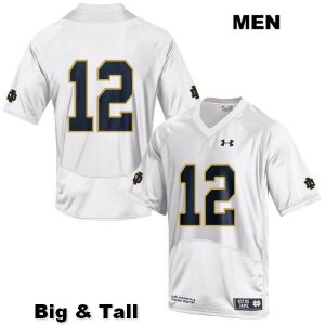 Notre Dame Fighting Irish Men's DJ Brown #12 White Under Armour No Name Authentic Stitched Big & Tall College NCAA Football Jersey NQF2299KC